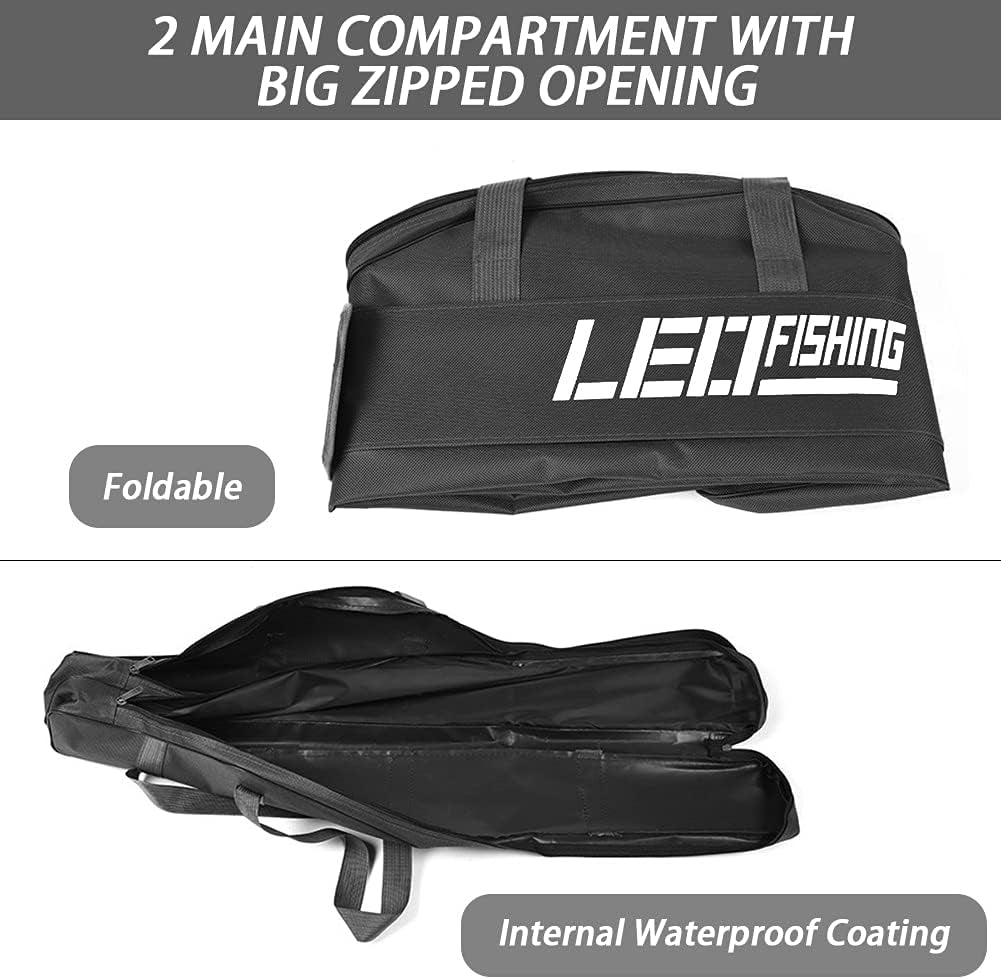 59" Fishing Rod Case, Foldable Fishing Pole Case Bag, Waterproof Fishing Rod Reel Bag Organizer Fishing Travel Bag, Oxford Fly Fishing Tackle Storage Bag, Fishing Gifts for Men Dad