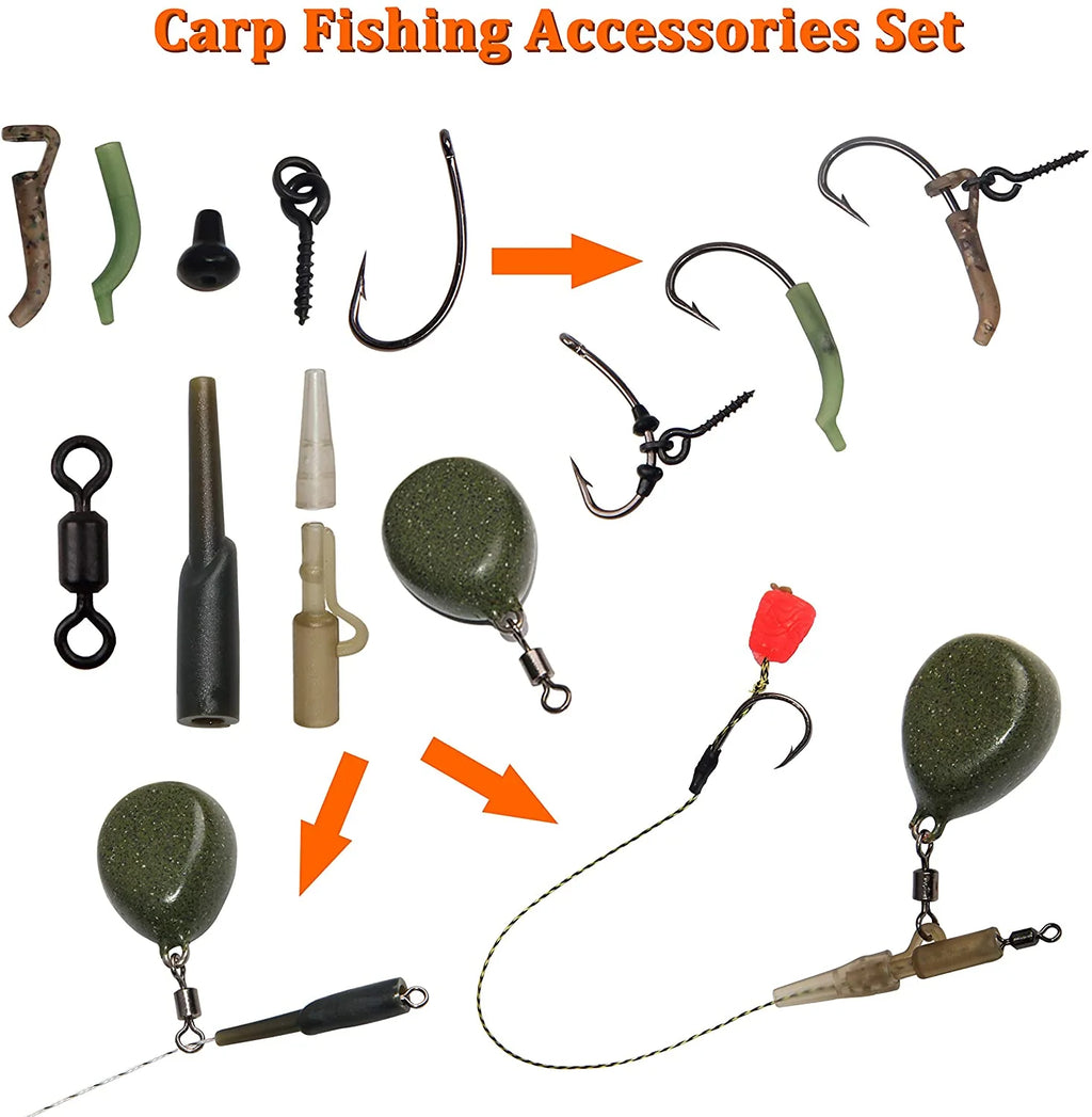 Carp Fishing Tackle Kit Carp Fishing Equipment, 217Pcs Carp Fishing Bait Fishing Gear