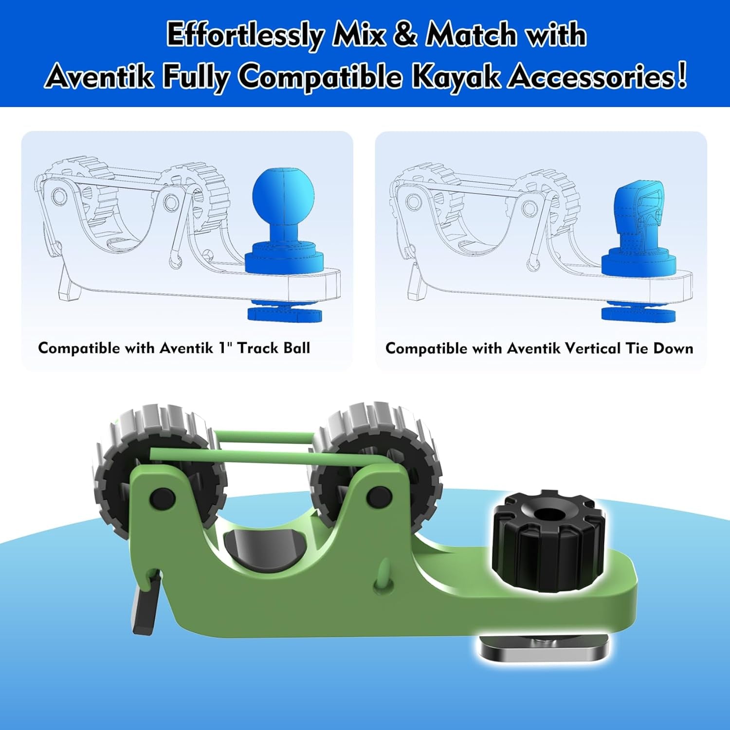 1006 2 PCS Adjustable Kayak Paddle Holder Track Mount Fits Various Shaft Diamete