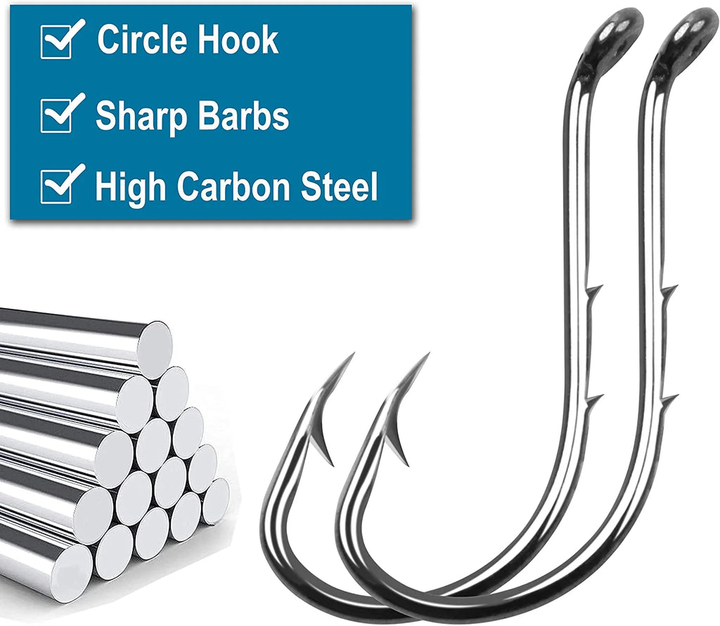 Octopus Fishing Hooks, 100Pcs Barbed Baitholder Hooks Sharp Barbed Jig Hooks Black High Carbon Steel Circle Hooks