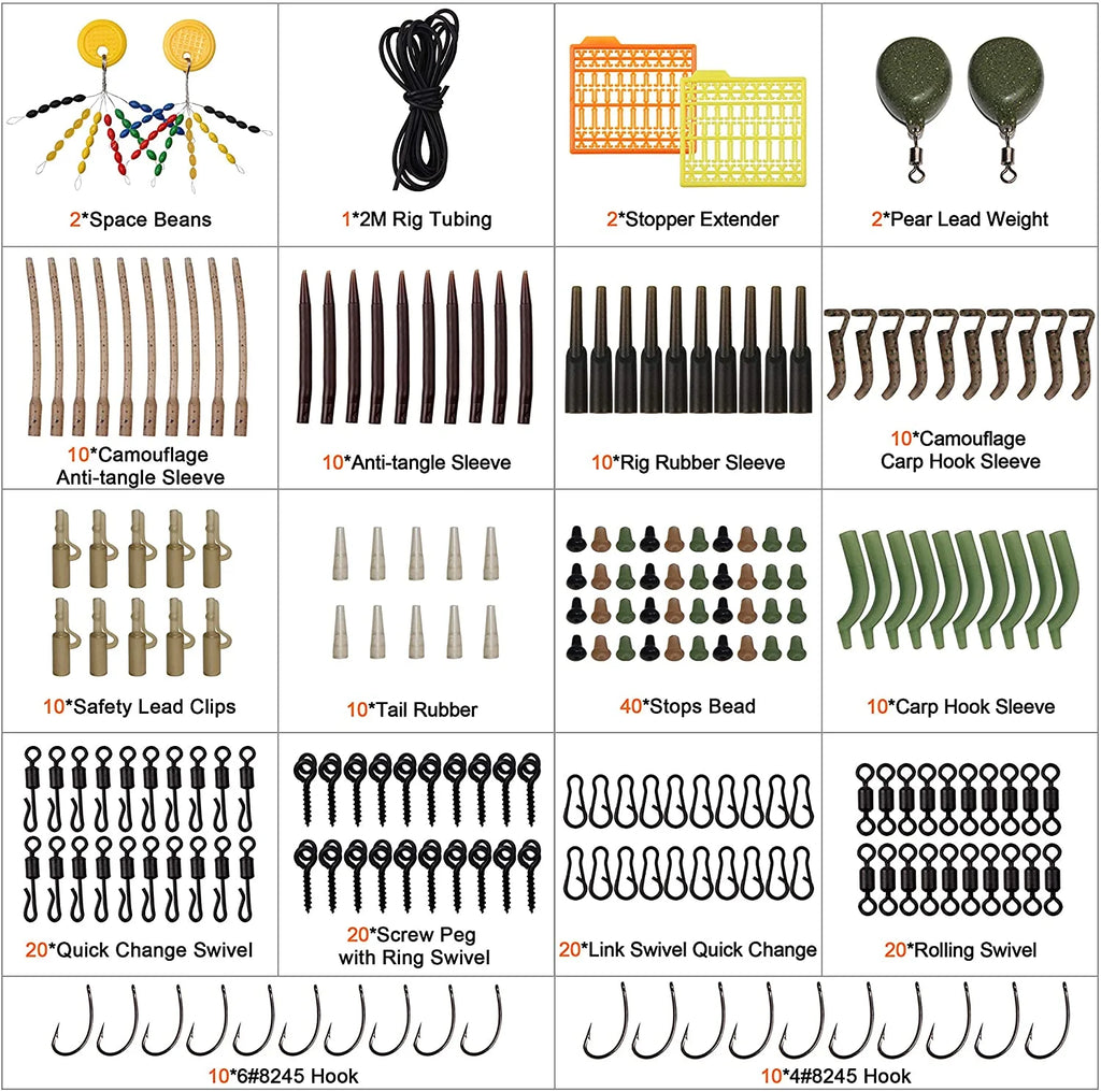 Carp Fishing Tackle Kit Carp Fishing Equipment, 217Pcs Carp Fishing Bait Fishing Gear