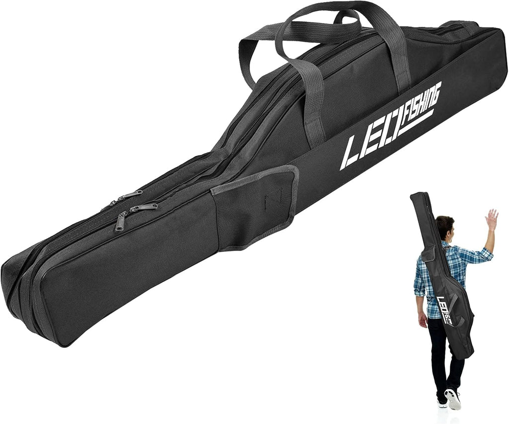 59" Fishing Rod Case, Foldable Fishing Pole Case Bag, Waterproof Fishing Rod Reel Bag Organizer Fishing Travel Bag, Oxford Fly Fishing Tackle Storage Bag, Fishing Gifts for Men Dad