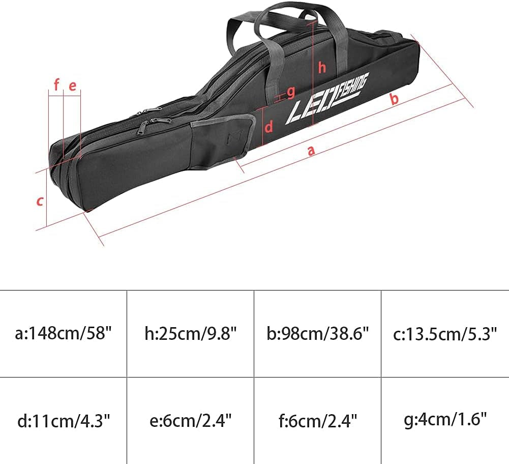 59" Fishing Rod Case, Foldable Fishing Pole Case Bag, Waterproof Fishing Rod Reel Bag Organizer Fishing Travel Bag, Oxford Fly Fishing Tackle Storage Bag, Fishing Gifts for Men Dad