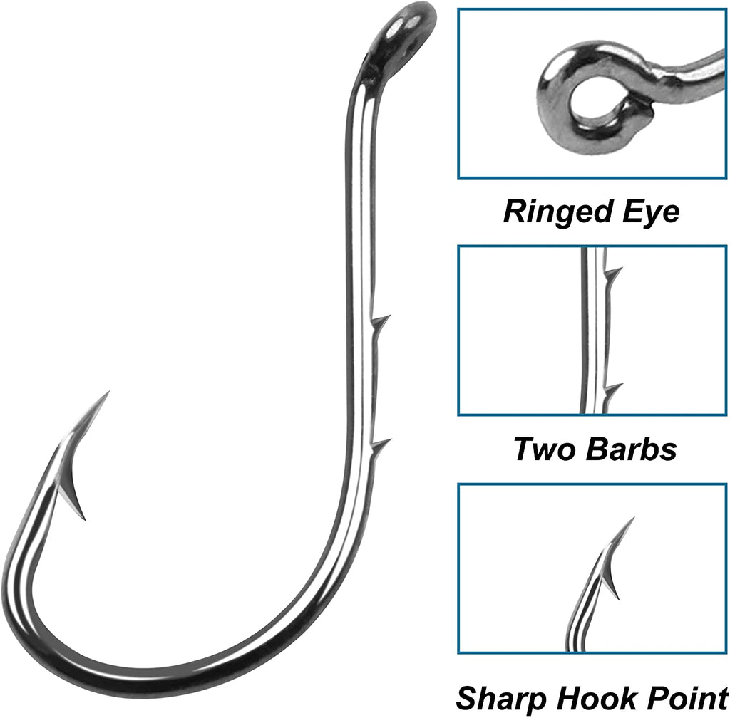 Octopus Fishing Hooks, 100Pcs Barbed Baitholder Hooks Sharp Barbed Jig Hooks Black High Carbon Steel Circle Hooks