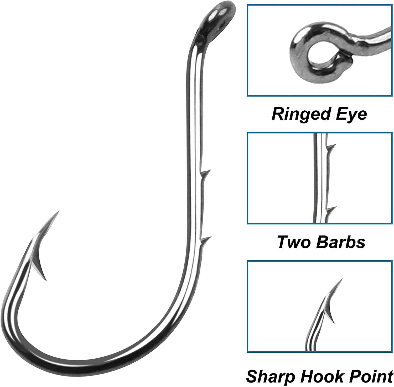 Octopus Fishing Hooks, 100Pcs Barbed Baitholder Hooks Sharp Barbed Jig Hooks Black High Carbon Steel Circle Hooks