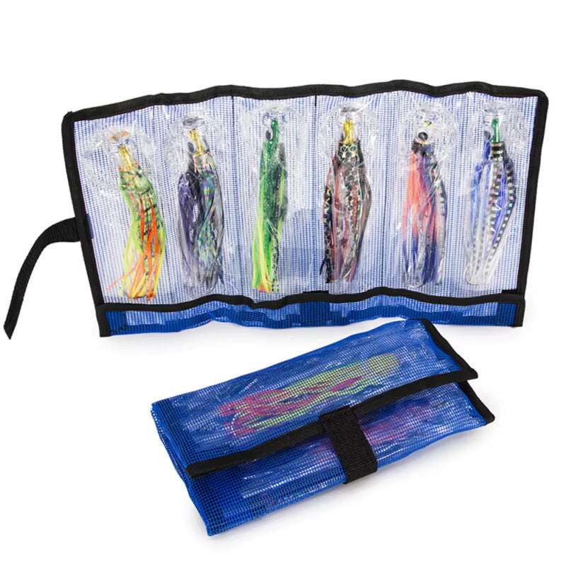 6PCS Fishing Trolling Lures for Marlin Tuna Mahi Octopus Squid Skirt Bait 6.5 Inches Silicone High Carbon Steel Big Fishes Lures