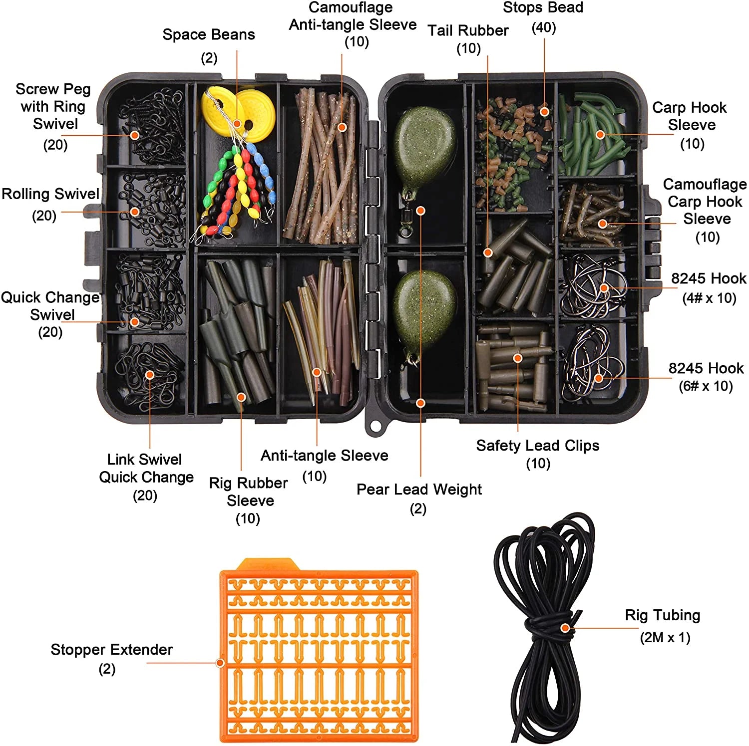 Carp Fishing Tackle Kit Carp Fishing Equipment, 217Pcs Carp Fishing Bait Fishing Gear