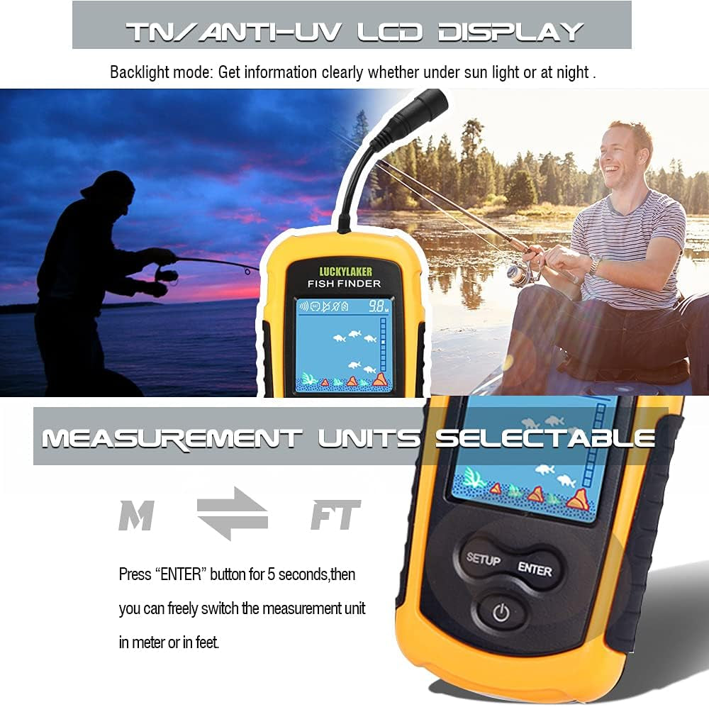 Kayak Handheld Fish Finder Fishing Boat Depth Fishing Finder Display Sonar Fish Finder Portable LCD Boat Canoe