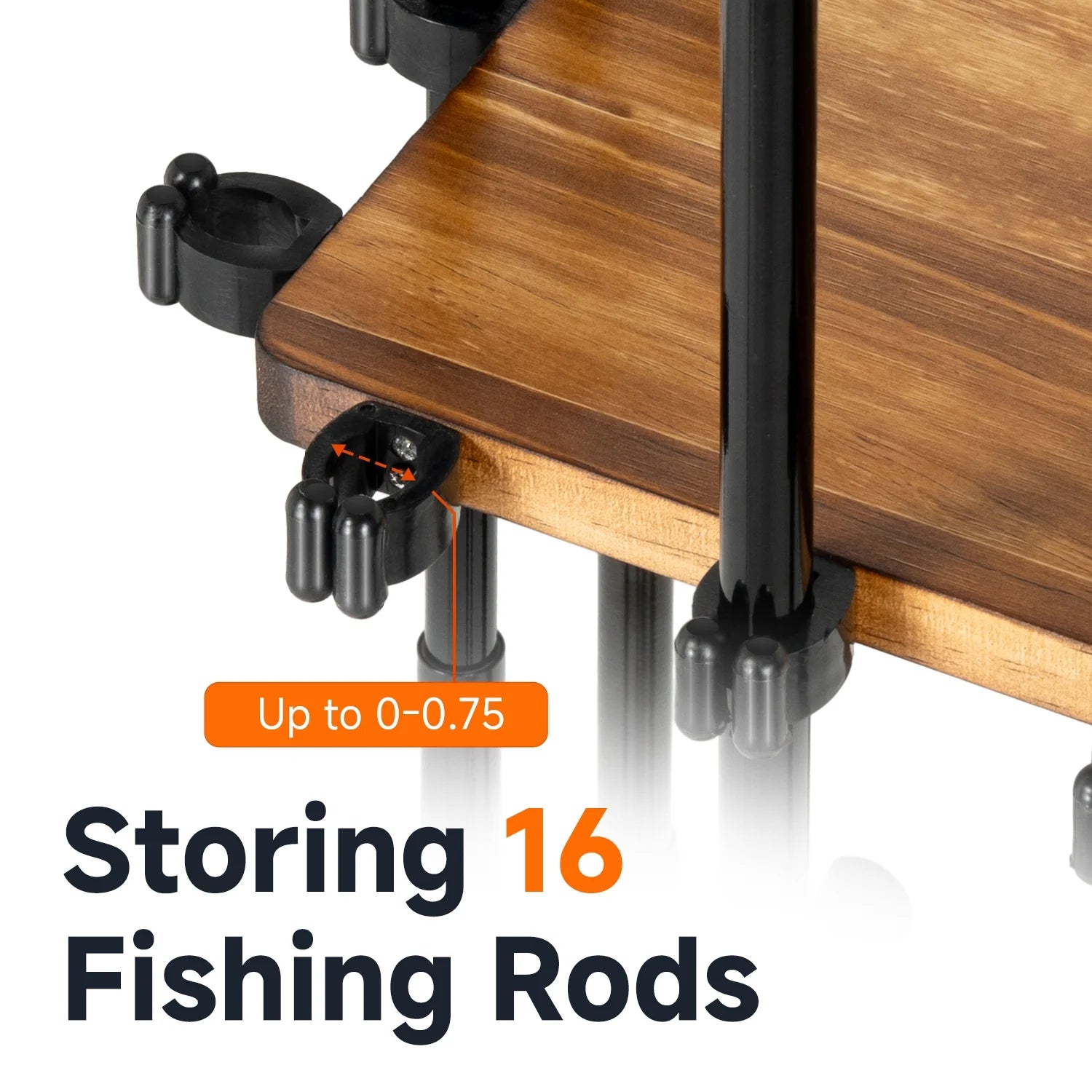 Fishing Rod Holders for Garage 360 Degree Rotating Fishing Pole Rack, Floor Stand Holds up to 16 Rods Wood Fishing Gear Equipment Storage Organizer, Fishing Gifts for Men