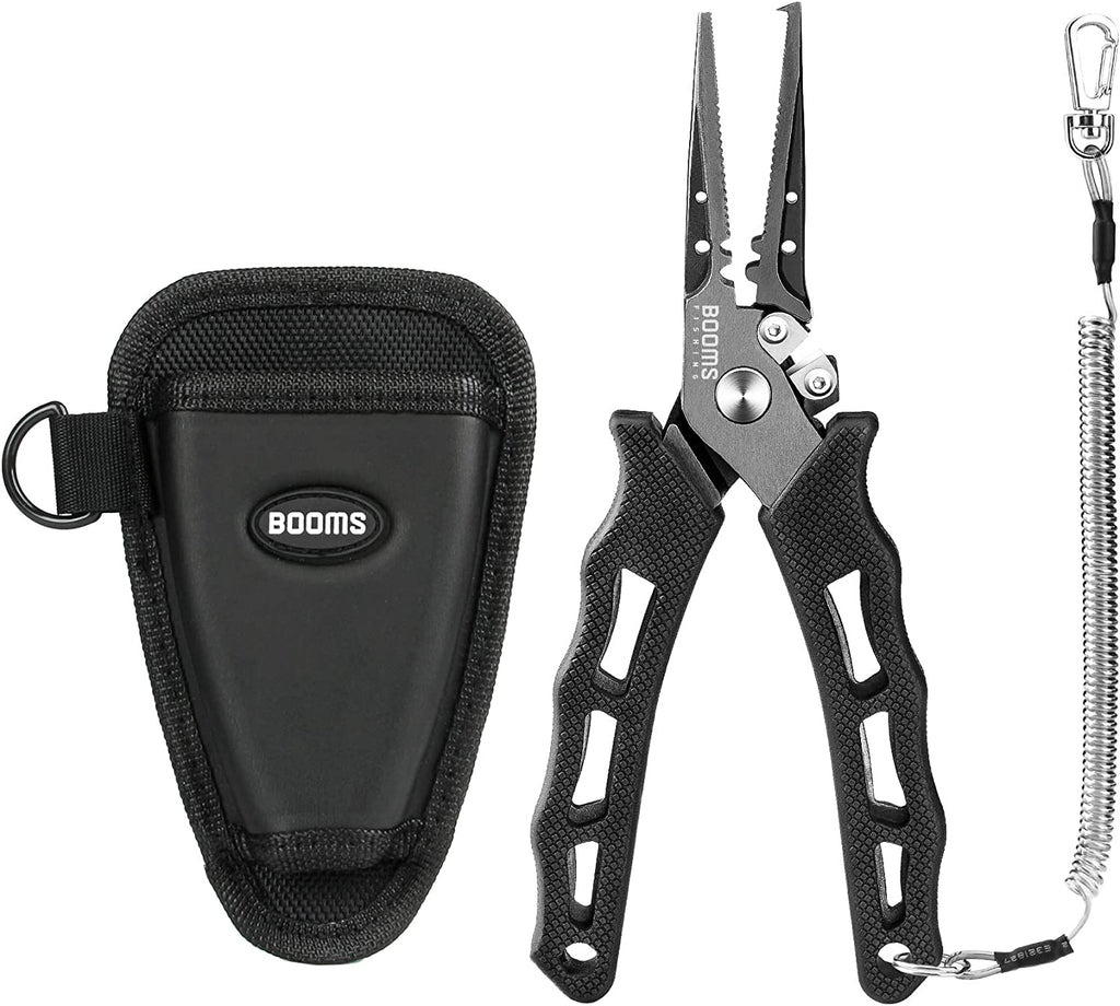 F07 Pliers Hook Remover, Split Ring Pliers Stainless Steel, Saltwater Tools with Lanyard and Sheath, Gift for Men