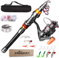 Fishing Rod Kit,  Carbon Fiber Reel Combo Pole and Telescopic Fishing with Line Lures Tackle Hooks Reel Carrier Bag for Adults Saltwater Freshwater Travel (2.1)