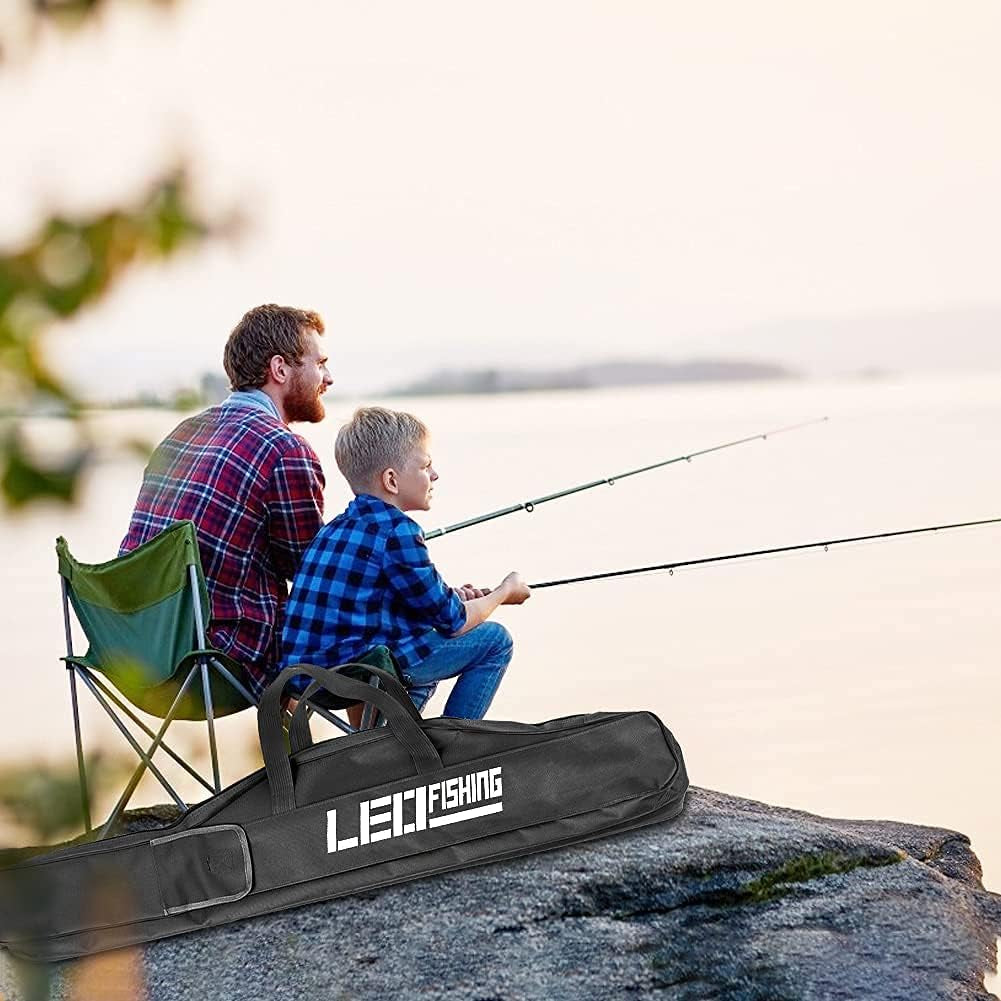 59" Fishing Rod Case, Foldable Fishing Pole Case Bag, Waterproof Fishing Rod Reel Bag Organizer Fishing Travel Bag, Oxford Fly Fishing Tackle Storage Bag, Fishing Gifts for Men Dad