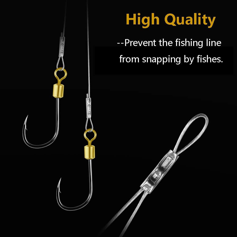 Fishing Hooks and Leader, Fishing Rigs Hook Line Stainless Steel Fishing Rigging Wire Hooks