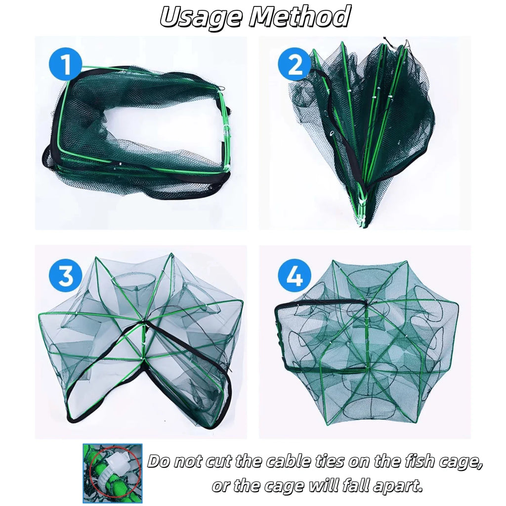 3‑Pack Crawfish Traps, 12-Hole Fishing Trap, Cylindrical Hexagon Crab Trap, Green Foldable Fishing Net, Fishing Accessories for Small Fish Shrimp Crab Crawfish (23.6 X 13.8 In)