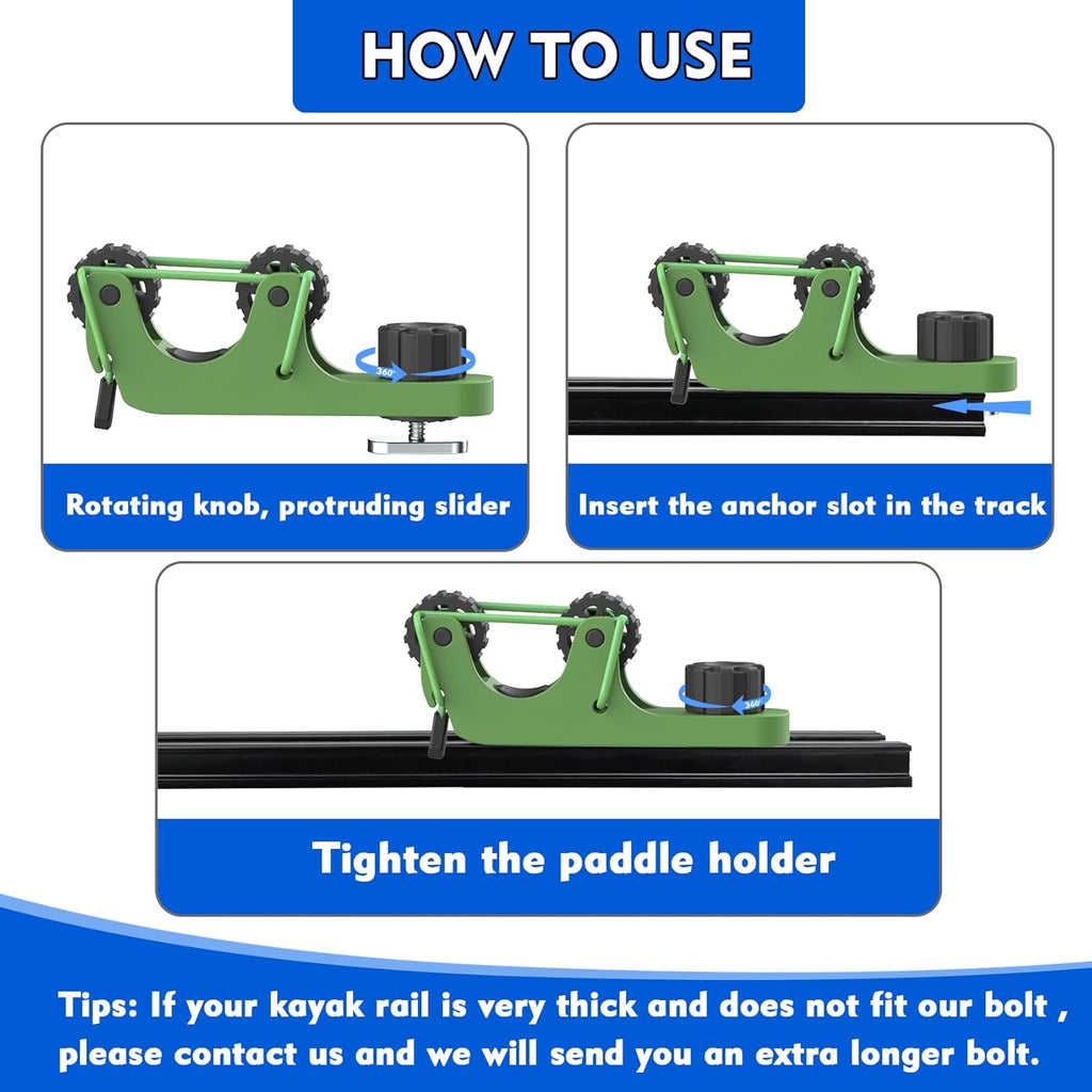 1006 2 PCS Adjustable Kayak Paddle Holder Track Mount Fits Various Shaft Diamete