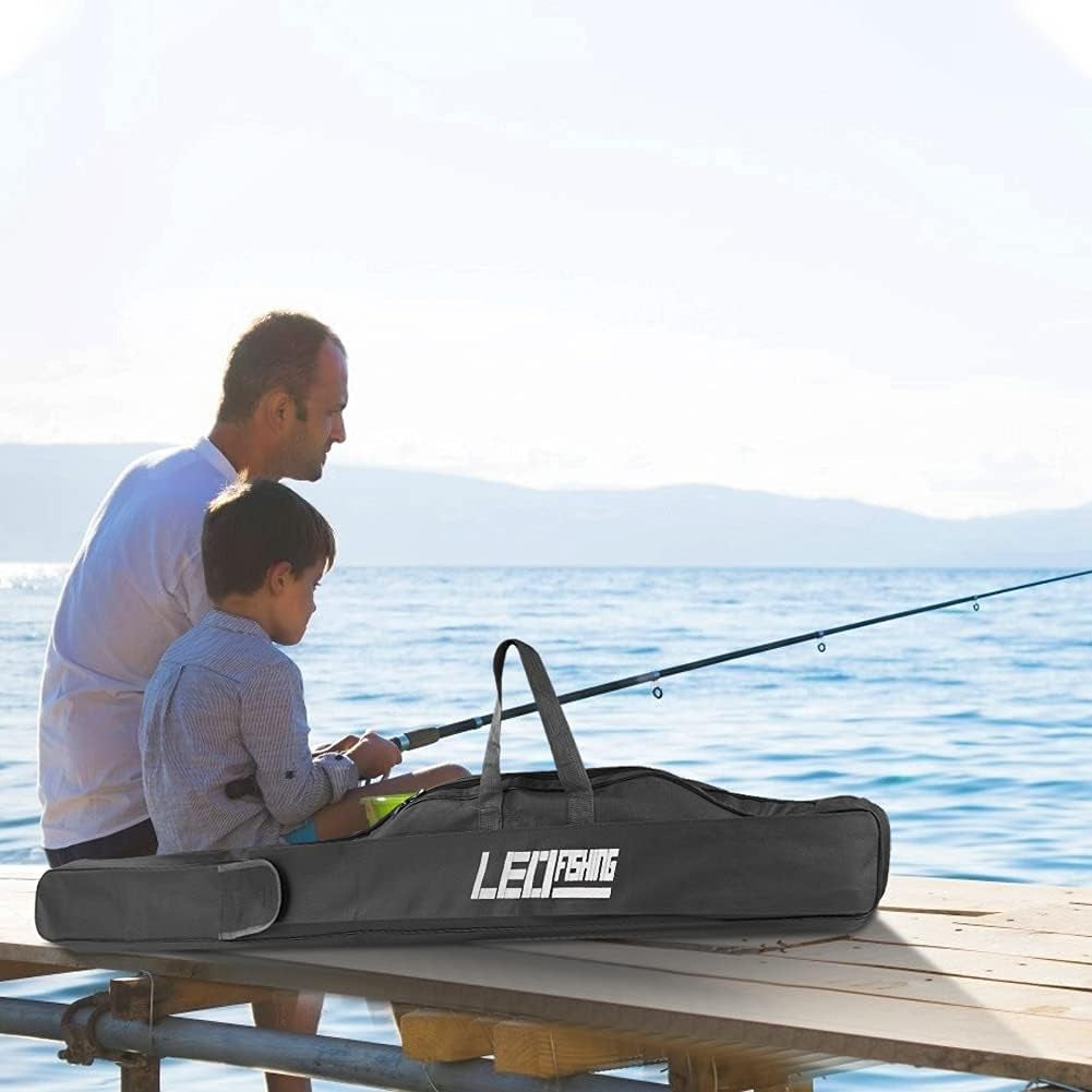 59" Fishing Rod Case, Foldable Fishing Pole Case Bag, Waterproof Fishing Rod Reel Bag Organizer Fishing Travel Bag, Oxford Fly Fishing Tackle Storage Bag, Fishing Gifts for Men Dad