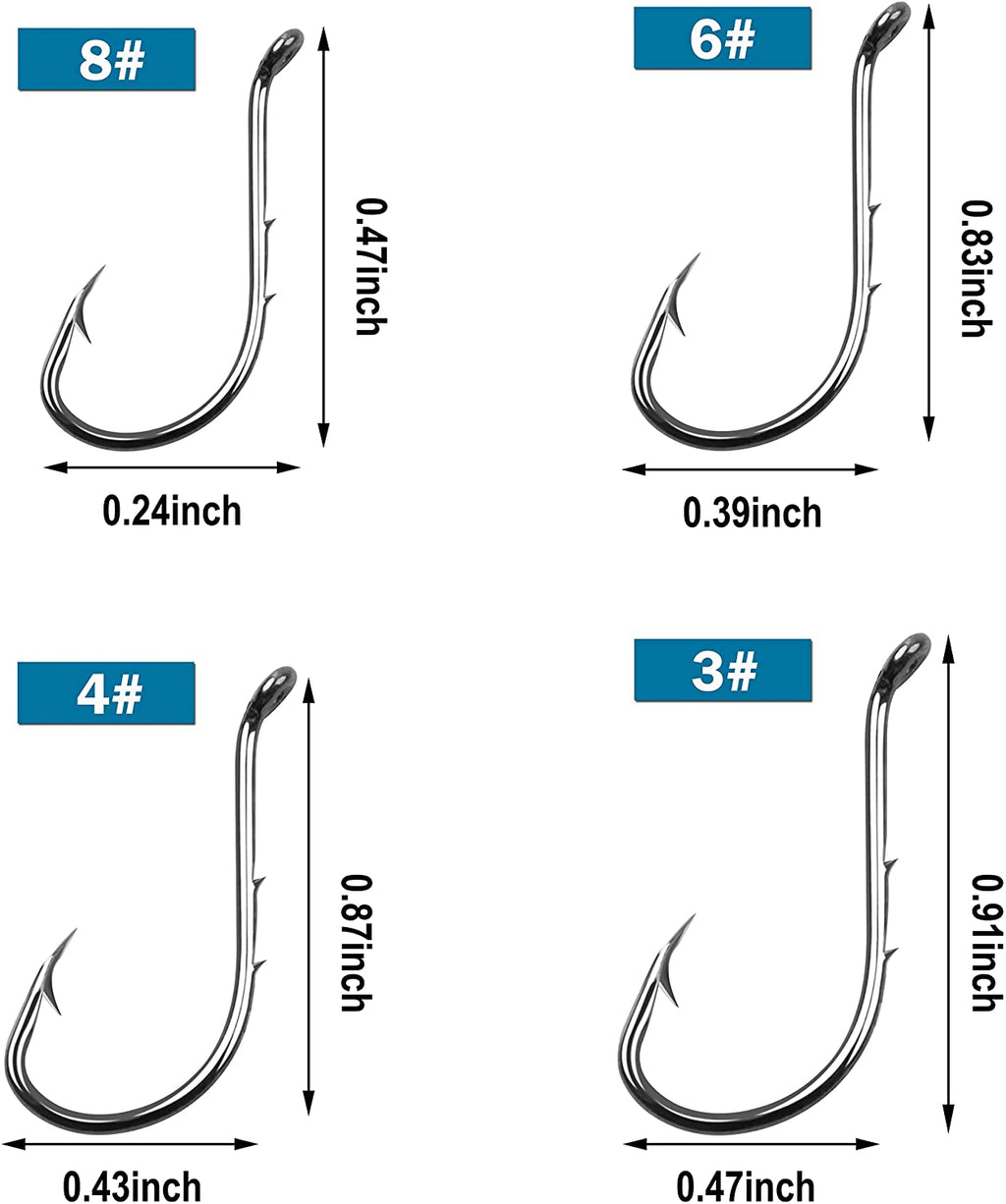 Octopus Fishing Hooks, 100Pcs Barbed Baitholder Hooks Sharp Barbed Jig Hooks Black High Carbon Steel Circle Hooks