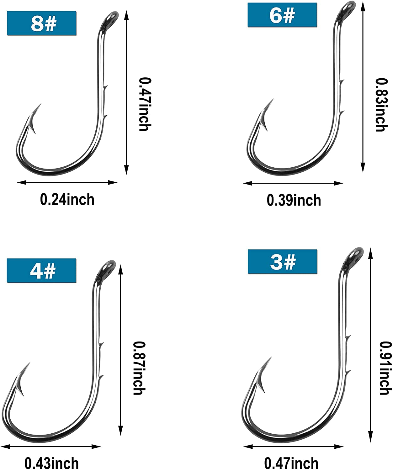 Octopus Fishing Hooks, 100Pcs Barbed Baitholder Hooks Sharp Barbed Jig Hooks Black High Carbon Steel Circle Hooks