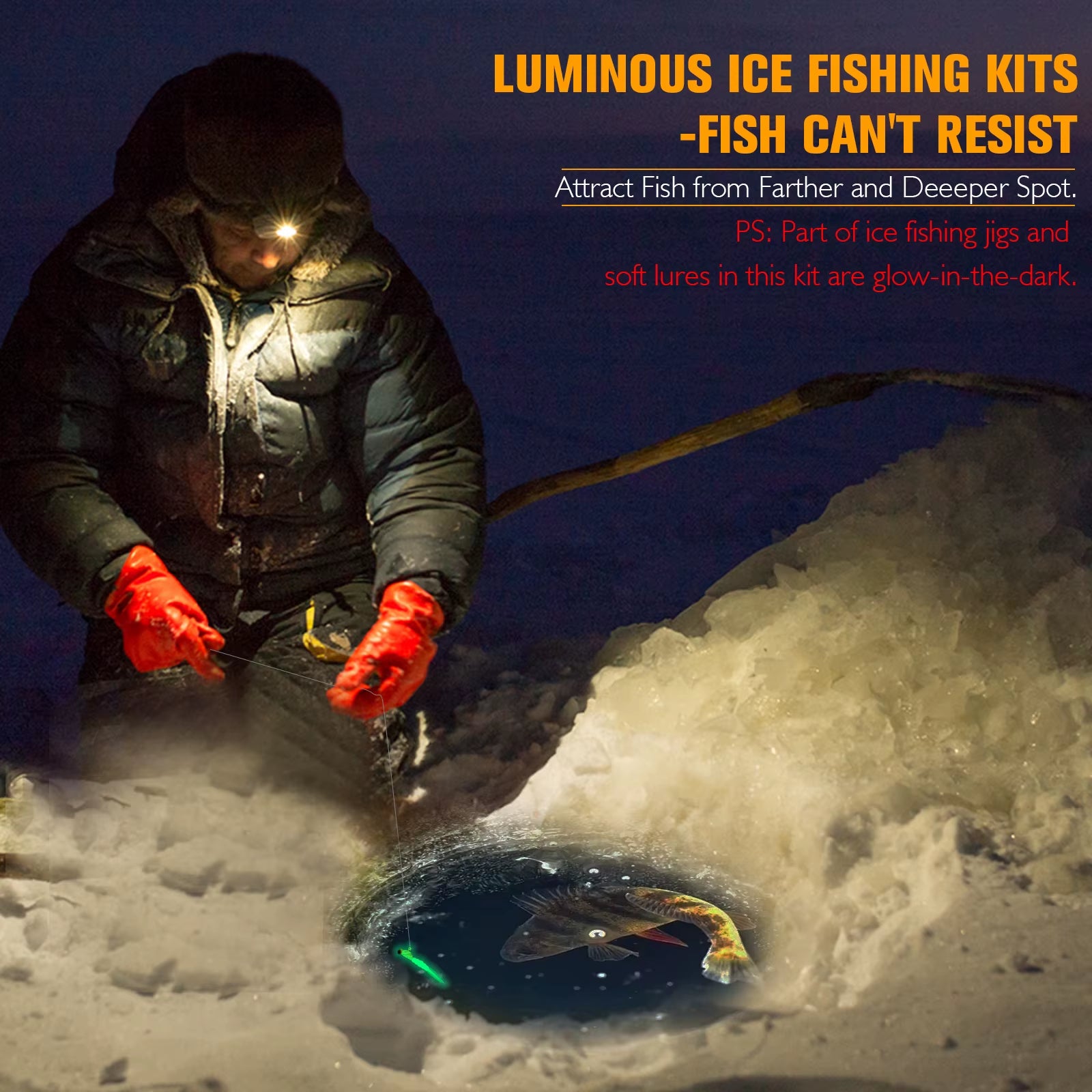 45Pcs Fishing Kit Ice Fishing Jigs Ice Fishing Lures Walleye Fishing Lures Crappie Jigs