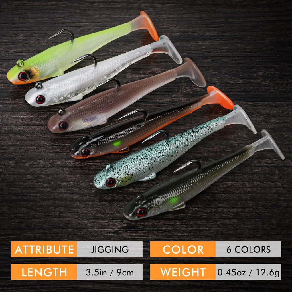 Pre-Rigged Soft Fishing Lures, Well-Made Easy Catching Lures for Family Fishing, Great Action Swimbait with Spinner, All-Conditions Fishing Gear for Bass Trout Walleye, Crappie Fishing Jigs